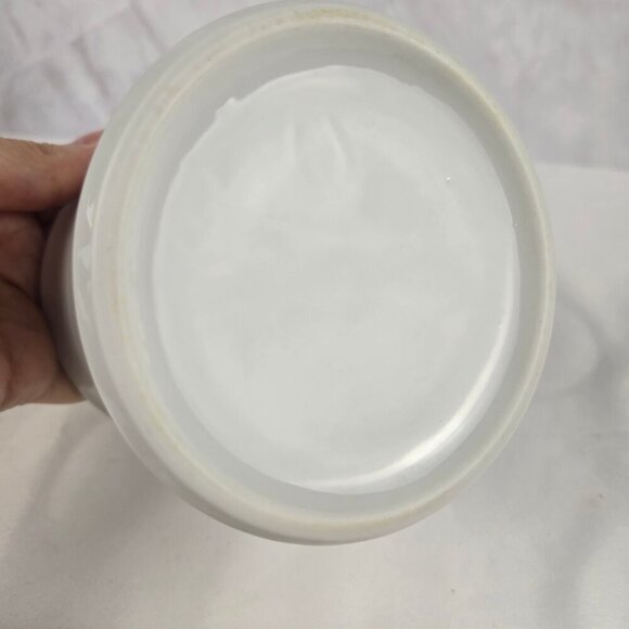 Vintage Porcelain Apothecary Jar White Pink Gray Pattern with Pink Stripe Accent - Picture 5 of 12